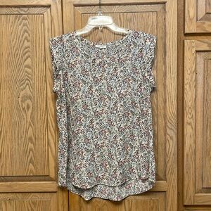 Pleione Pink and Red Blouse with Floral Print